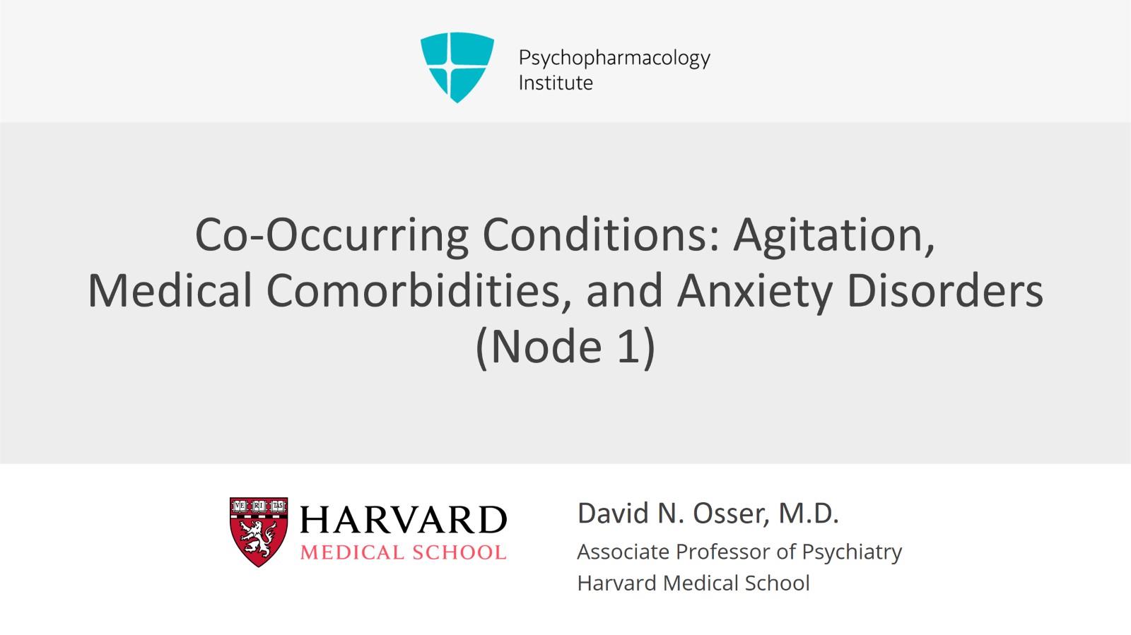 Co-Occurring Conditions: Agitation, Medical Comorbidities, and Anxiety Disorders (Node 1) Slide 1 of 10