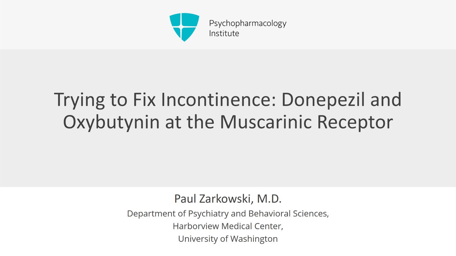 Trying to Fix Incontinence: Donepezil and Oxybutynin at the Muscarinic Receptor Slide 1 of 8
