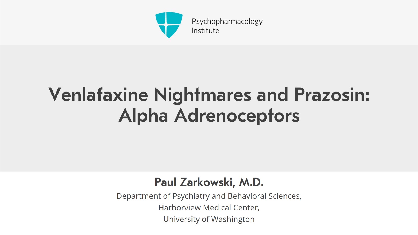 Venlafaxine Nightmares and Prazosin: Alpha Adrenoceptors Slide 1 of 9