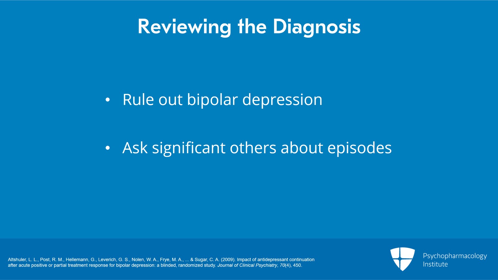 Antidepressant Switching After the First Failed Trial in Major Depressive Disorder (Node 4B – Part 1) Slide 2 of 8