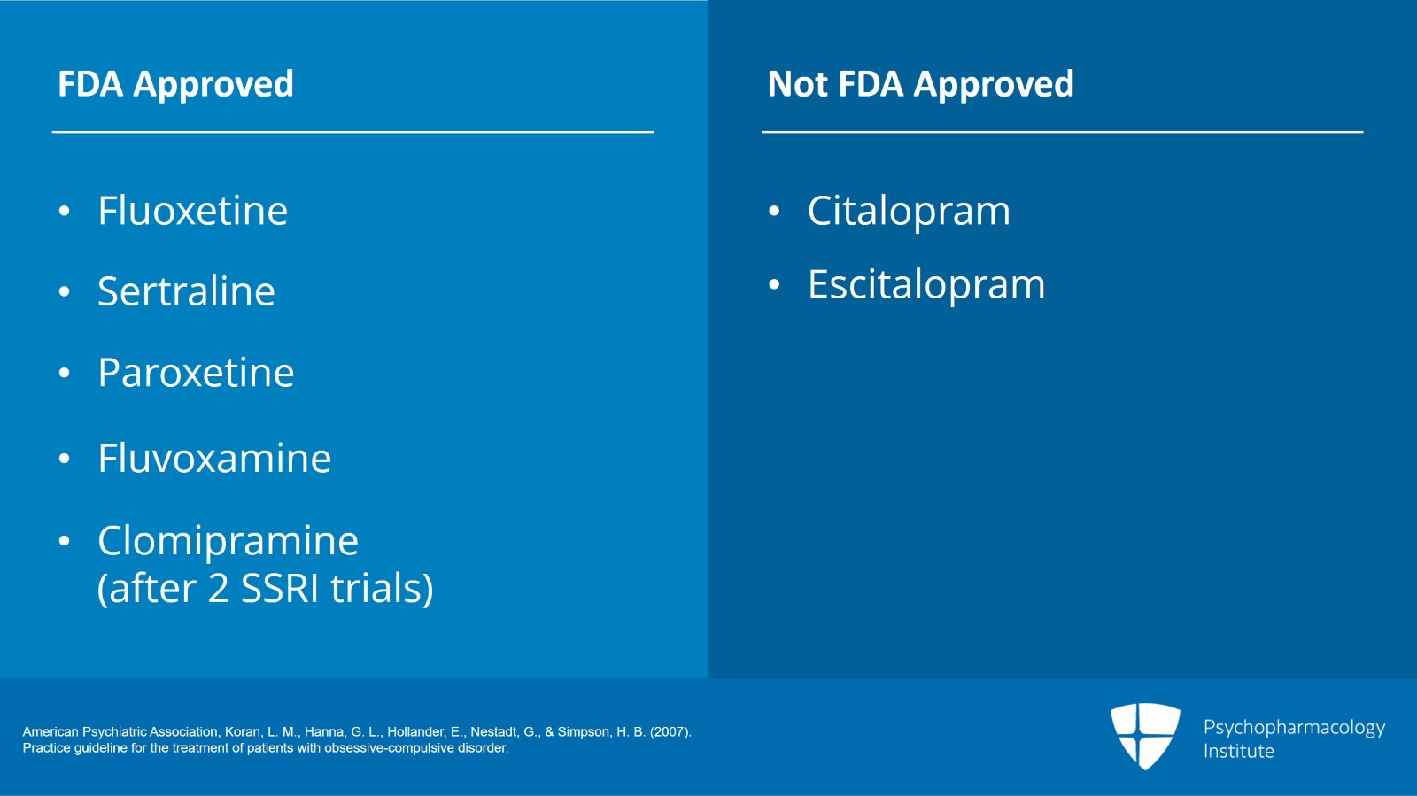Adequate Treatment Trials in OCD: FDA Approvals and Maximal Dosing Slide 2 of 7