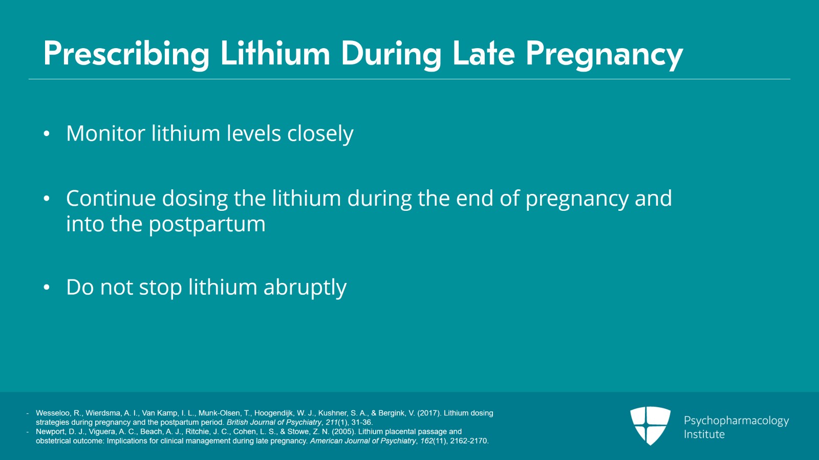 Prescribing Lithium During Pregnancy: Pharmacokinetics, Dosing, and Monitoring Slide 7 of 10