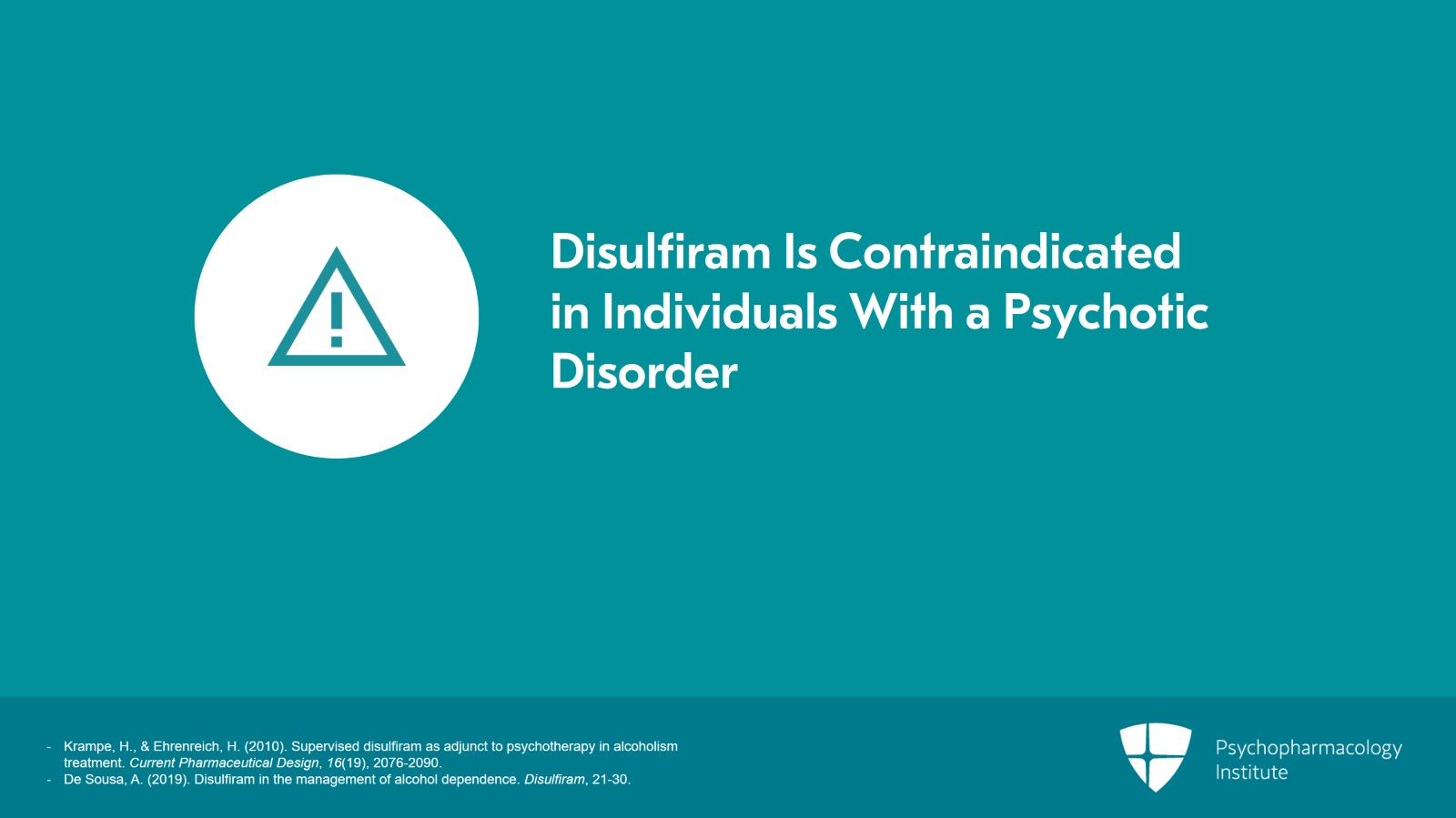 Pharmacology in Alcohol Use Disorder: Naltrexone, Acamprosate, and Disulfiram Slide 20 of 25