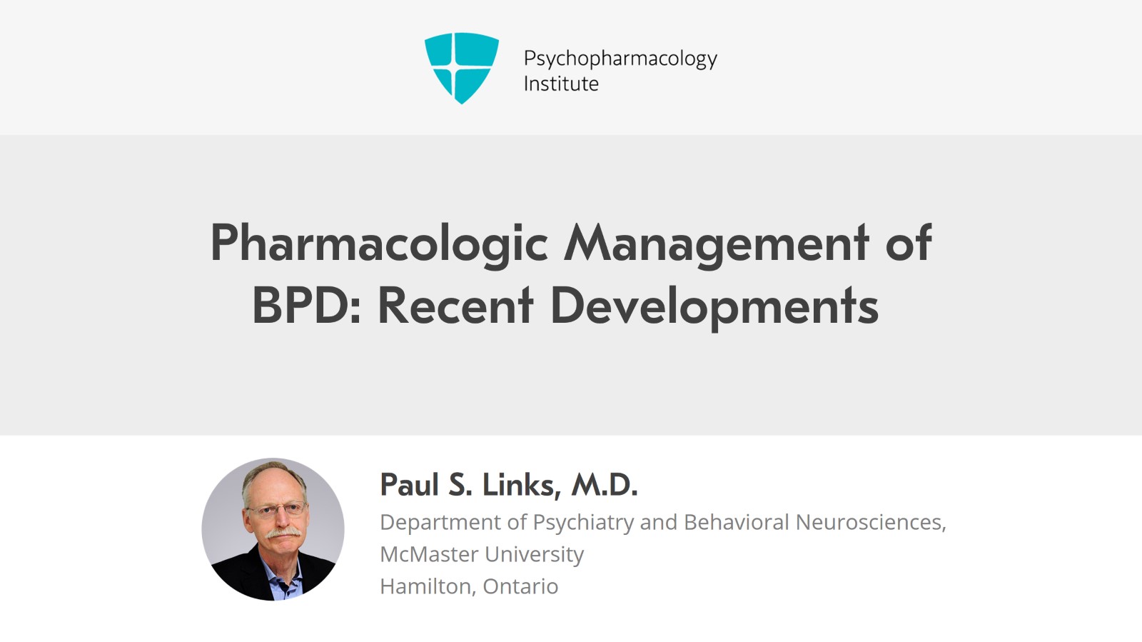 Overview of Pharmacologic Treatment for BPD Slide 1 of 12