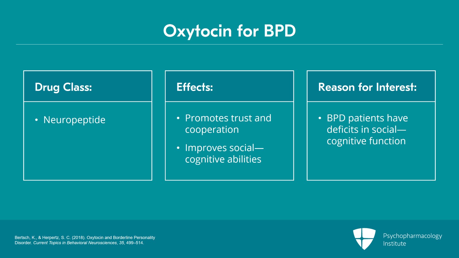 Omega-3 Fatty Acids, Methylphenidate, Clonidine, Doxazosin, Memantine, and Oxytocin for BPD Slide 7 of 13