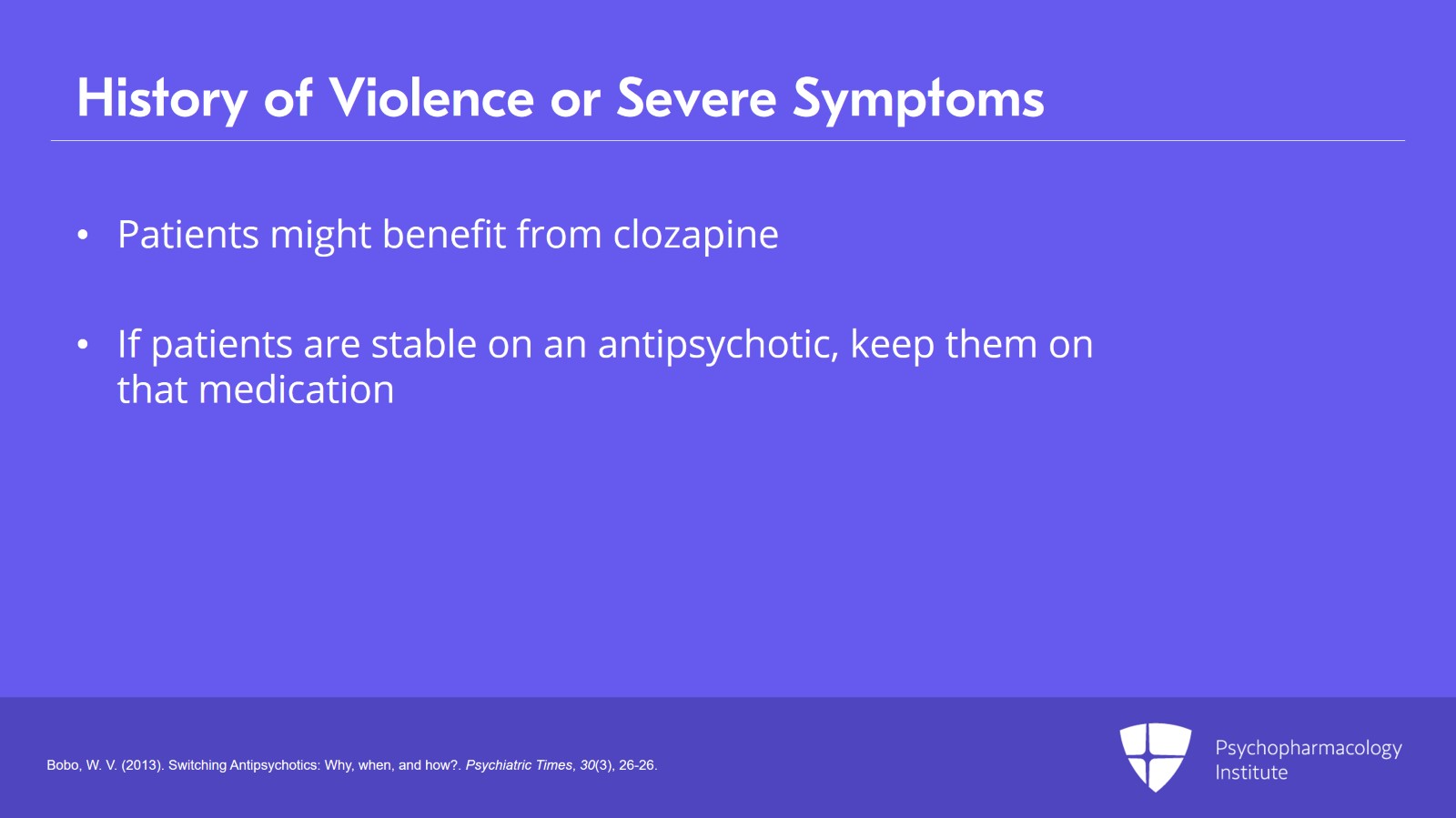 Relative Contraindications to Antipsychotic Switching Slide 7 of 9