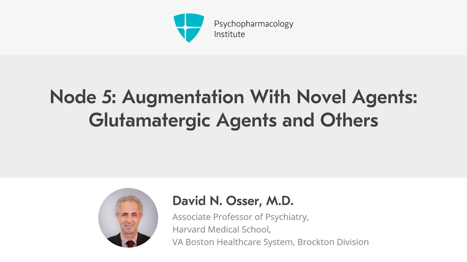 Node 5: Augmentation With Novel Agents: Glutamatergic Agents and Others Slide 1 of 17
