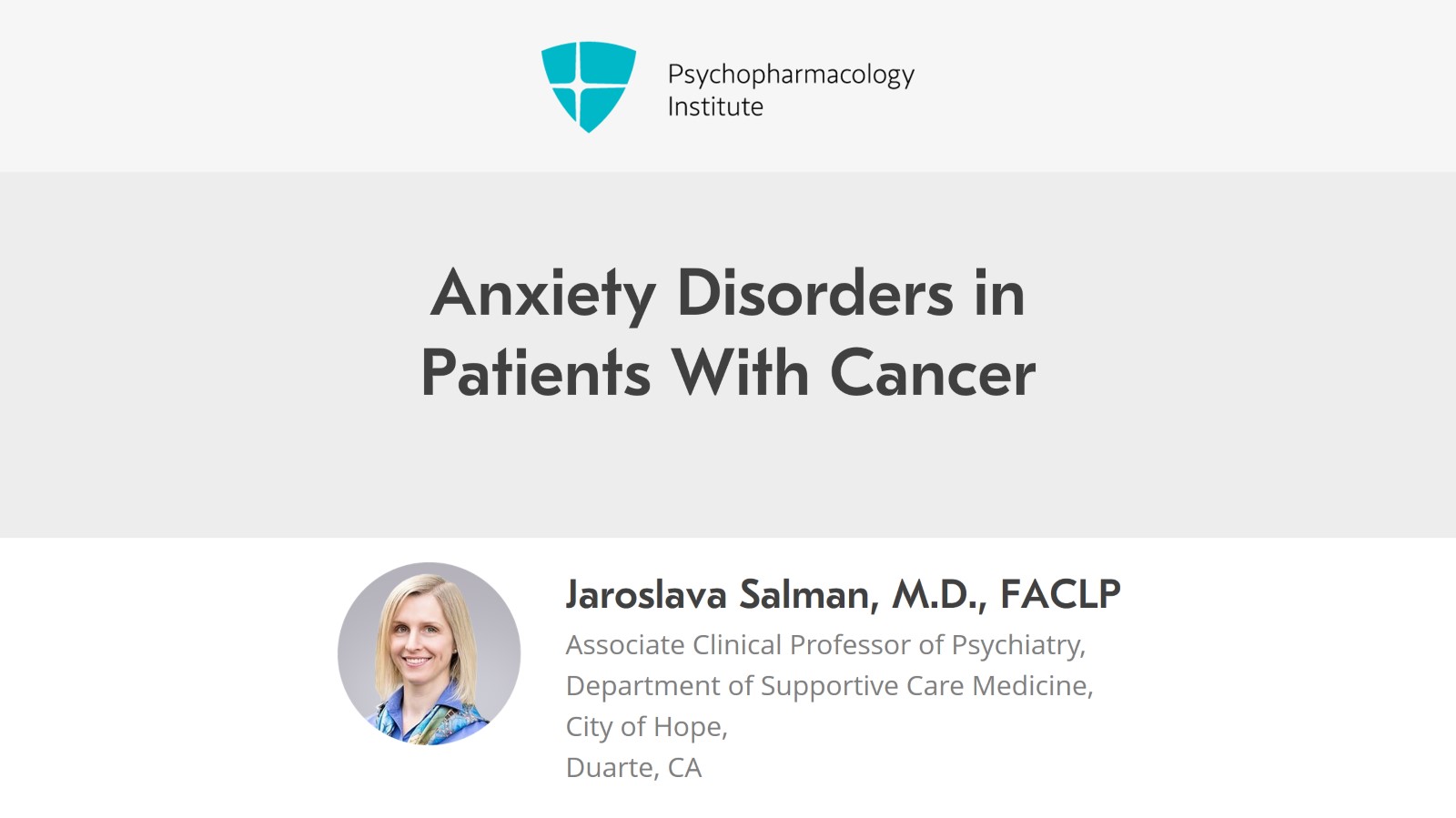 Anxiety Disorders in Patients With Cancer Slide 1 of 24