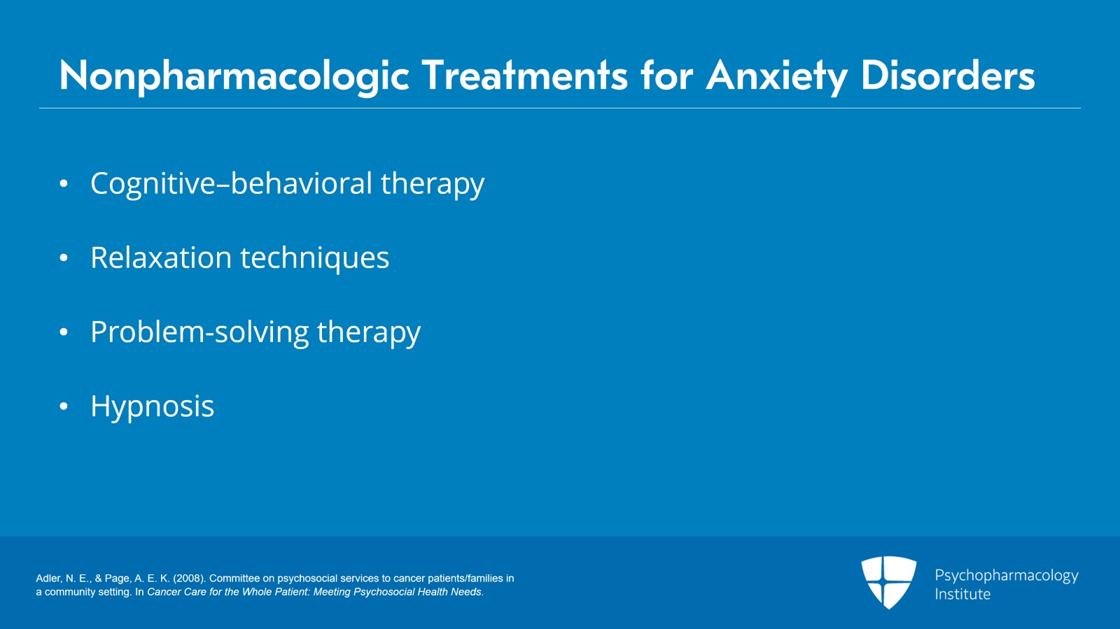 Treating Anxiety Disorders in Patients With Cancer Slide 2 of 14