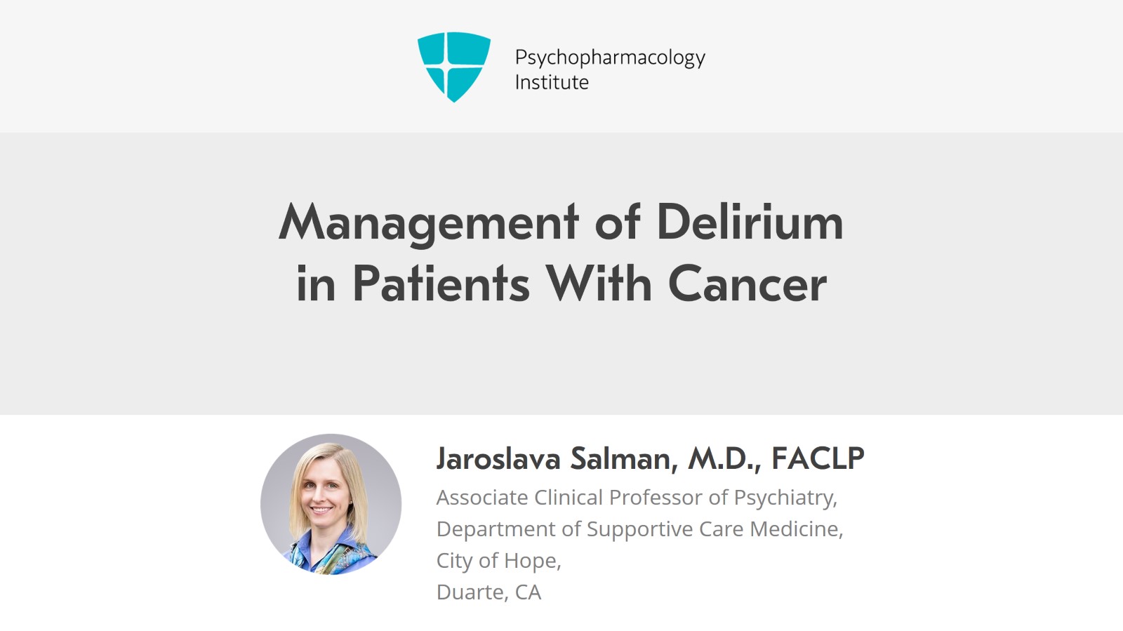 Management of Delirium in Patients With Cancer Slide 1 of 18