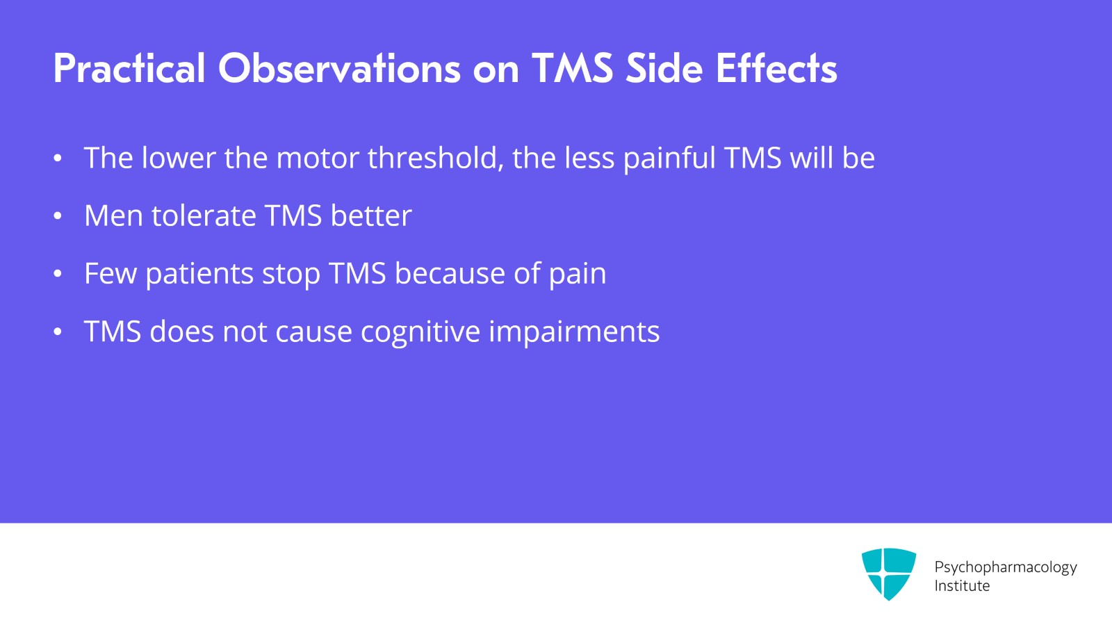Assessing the Potential Side Effects of TMS Slide 7 of 14
