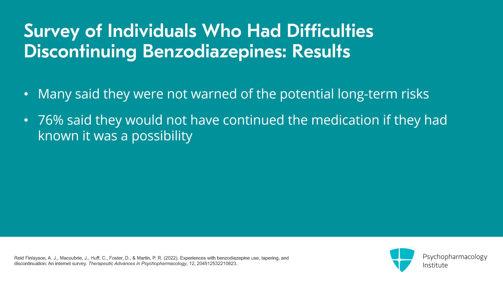 Benzodiazepine Deprescription: Indications, Benefits, and Risks Slide 14 of 19