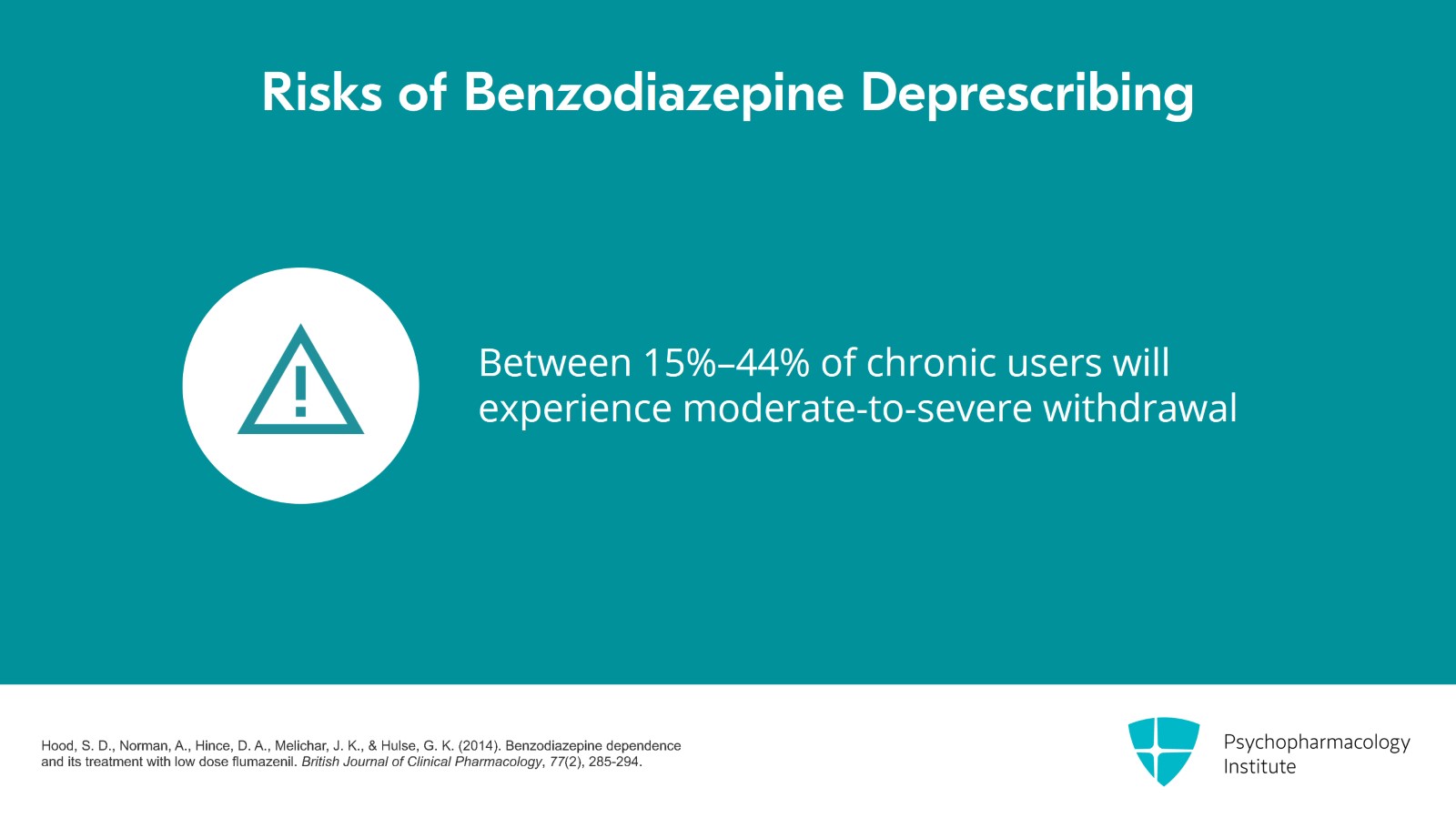Benzodiazepine Deprescription: Indications, Benefits, and Risks Slide 7 of 19