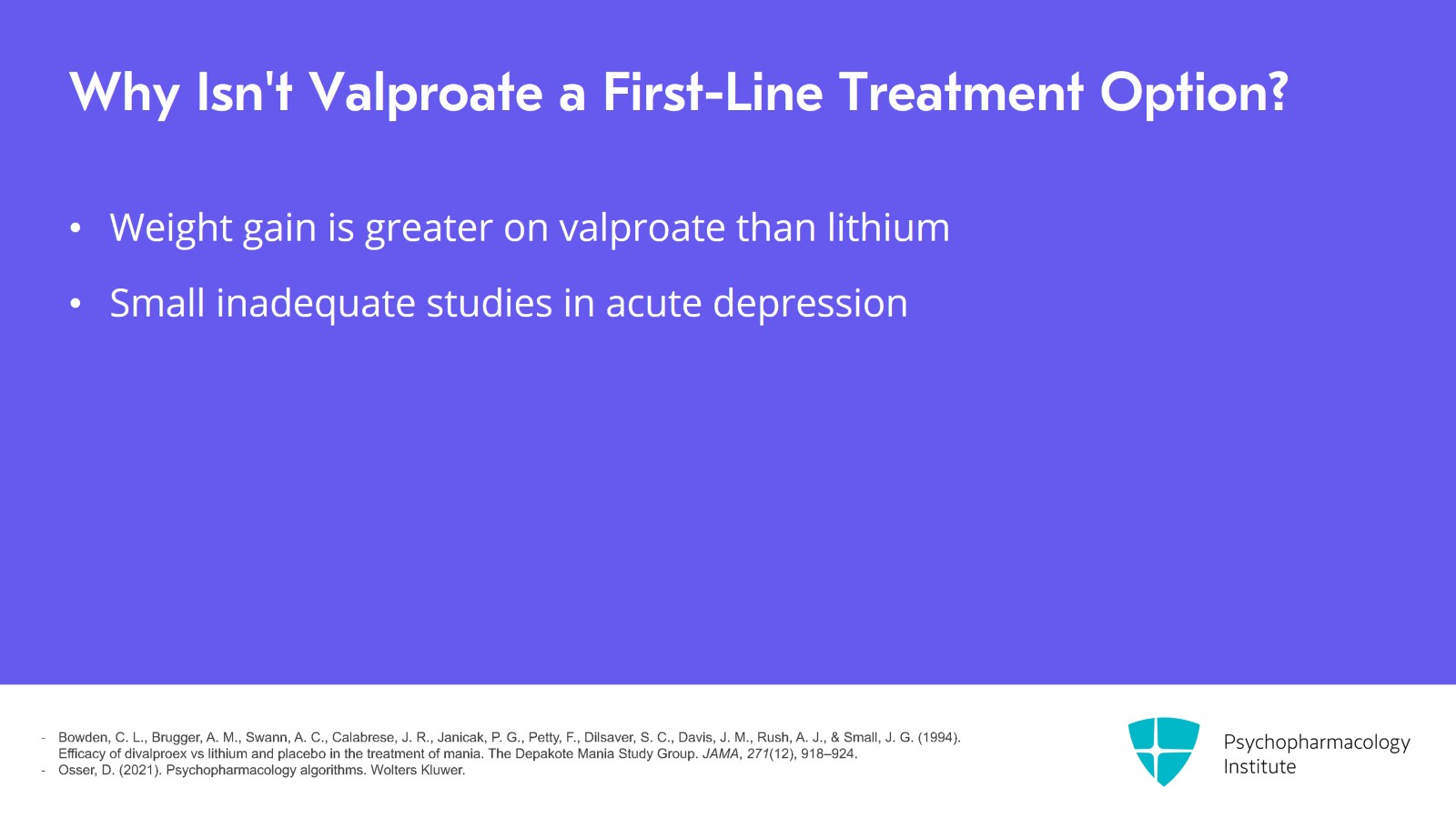 Lithium for Bipolar Mania Without Mixed Features Slide 15 of 20
