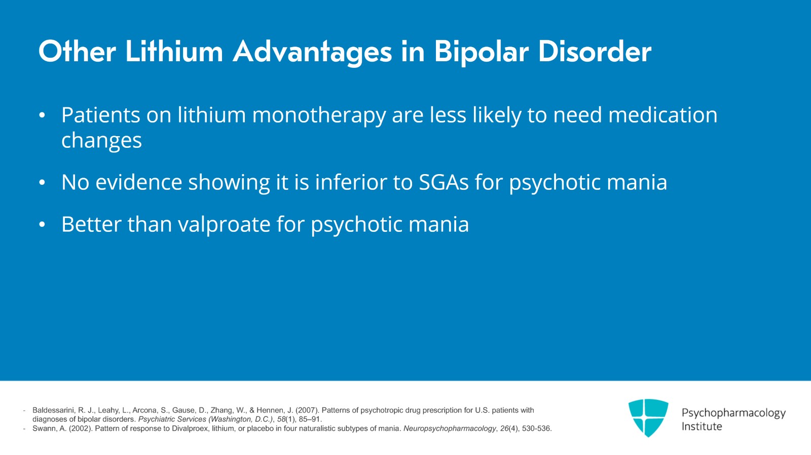 Lithium for Bipolar Mania Without Mixed Features Slide 5 of 20